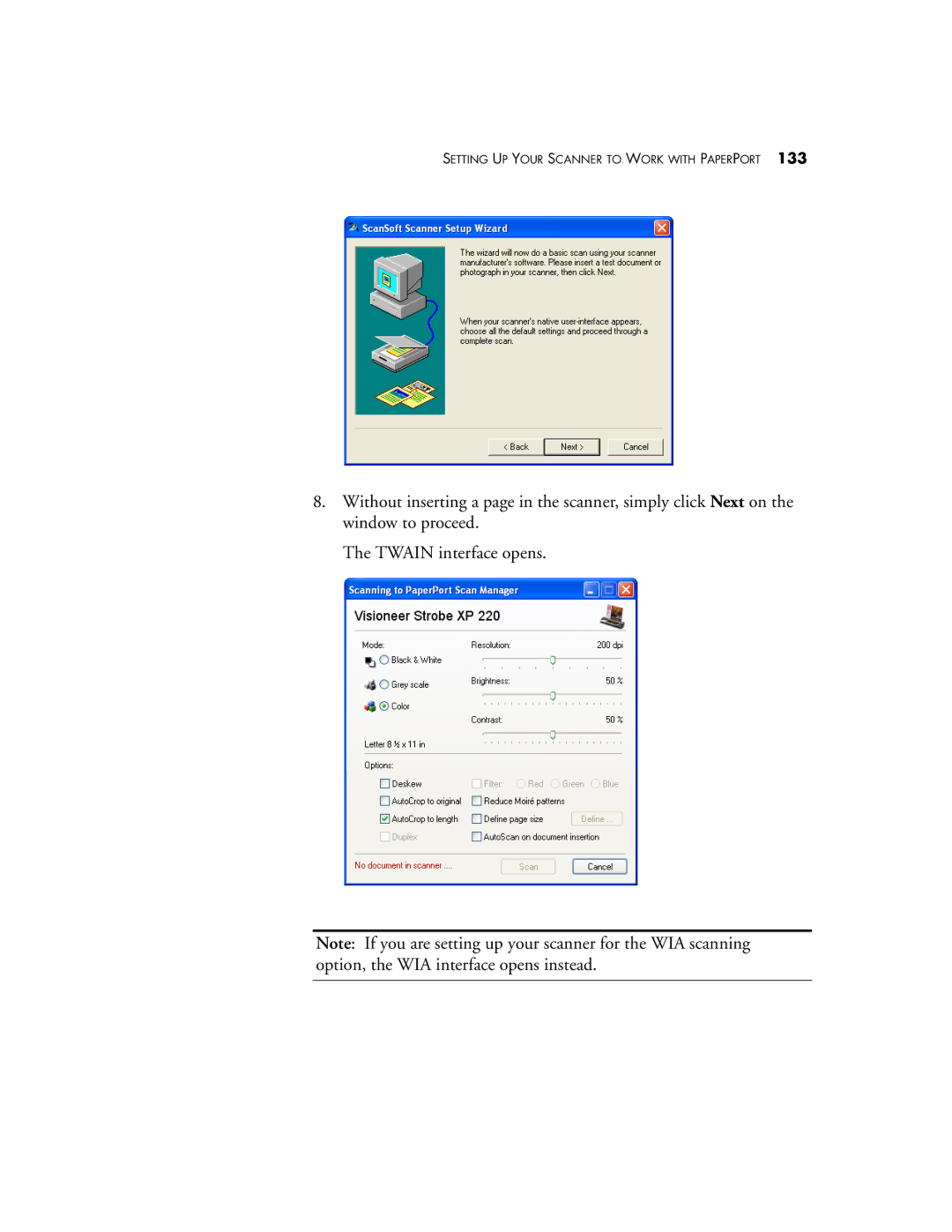 Visioneer XP220 manual Setting UP Your Scanner to Work with Paperport 