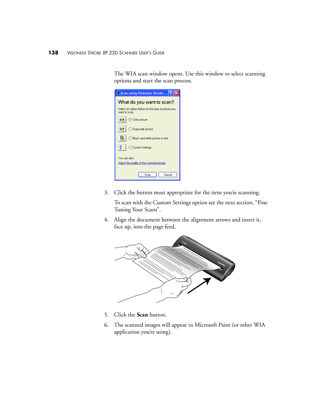 Visioneer XP220 manual Visioneer Strobe XP 220 Scanner USER’S Guide 