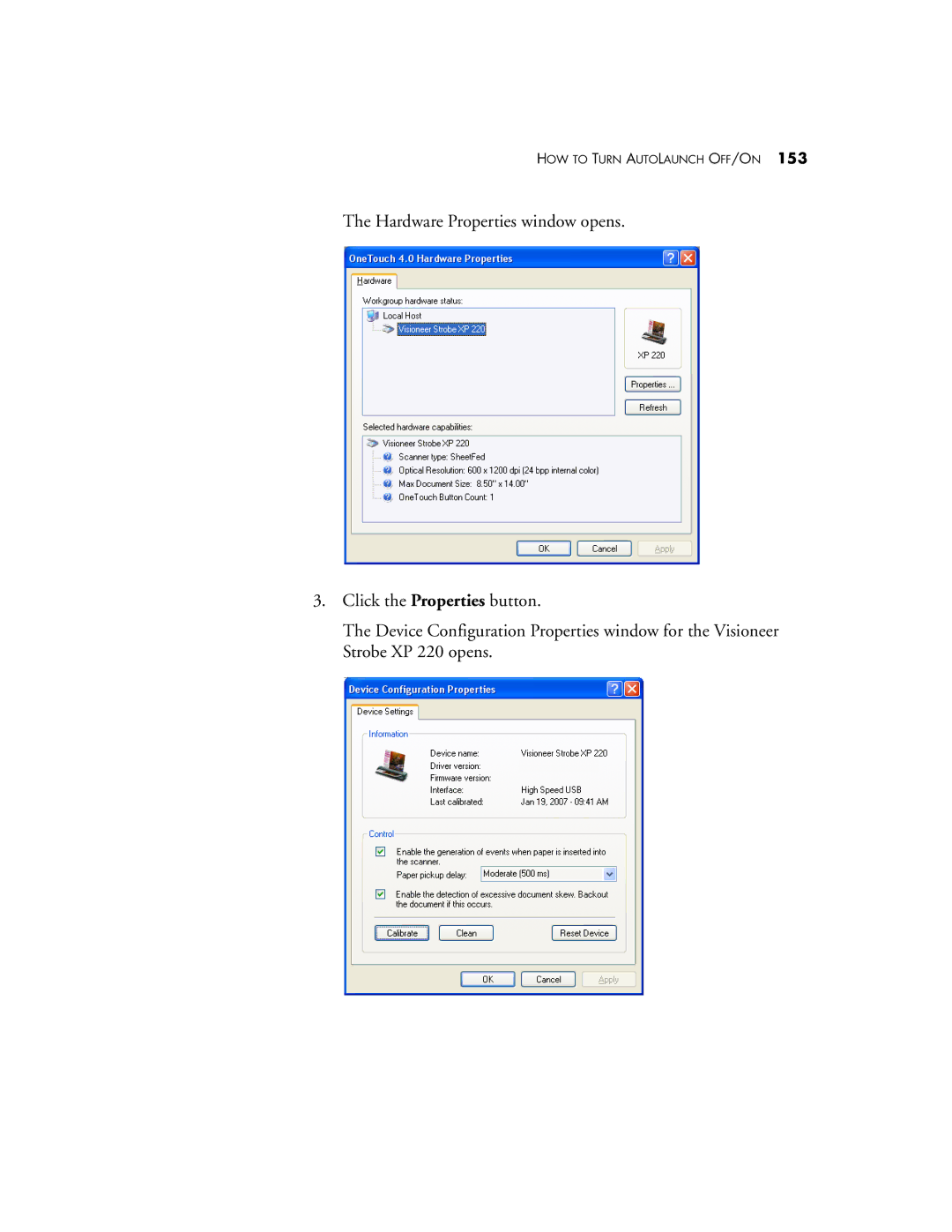 Visioneer XP220 manual HOW to Turn Autolaunch OFF/ON 