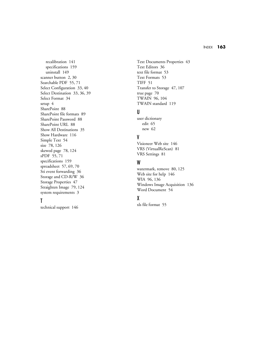 Visioneer XP220 manual Index 