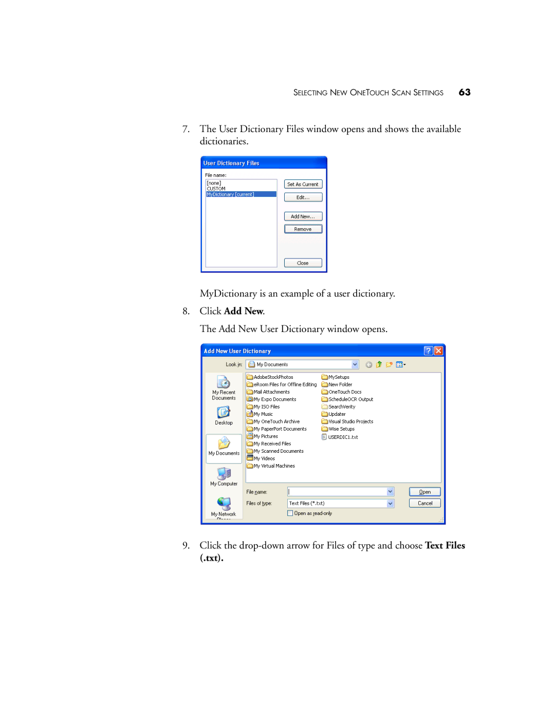 Visioneer XP220 manual Selecting NEW Onetouch Scan Settings 