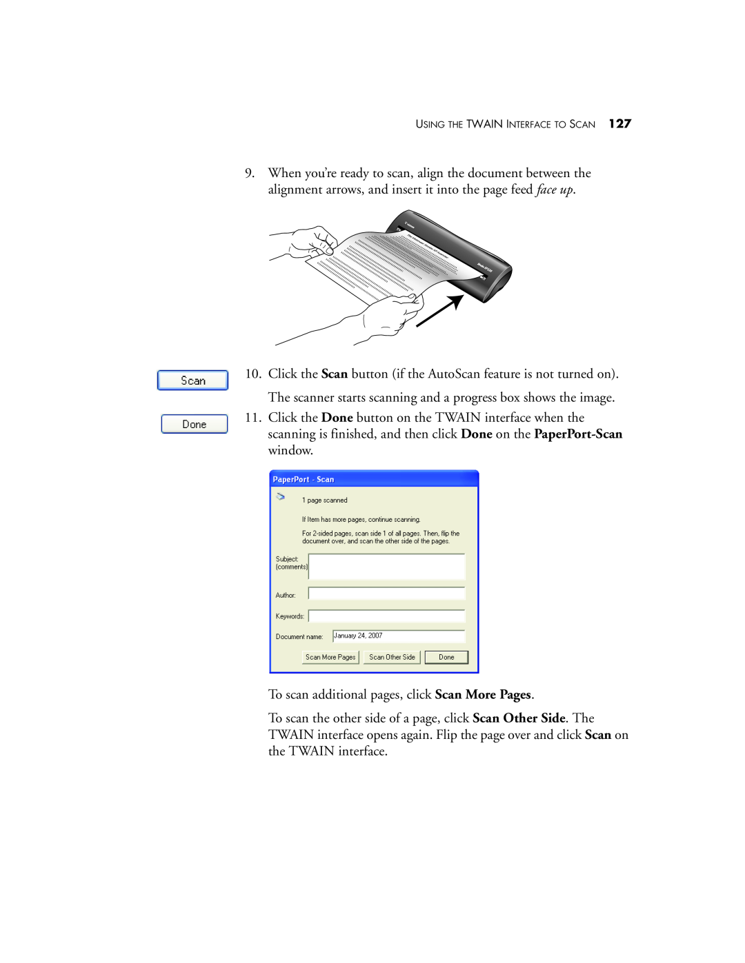 Visioneer XP220 manual To scan additional pages, click Scan More Pages 