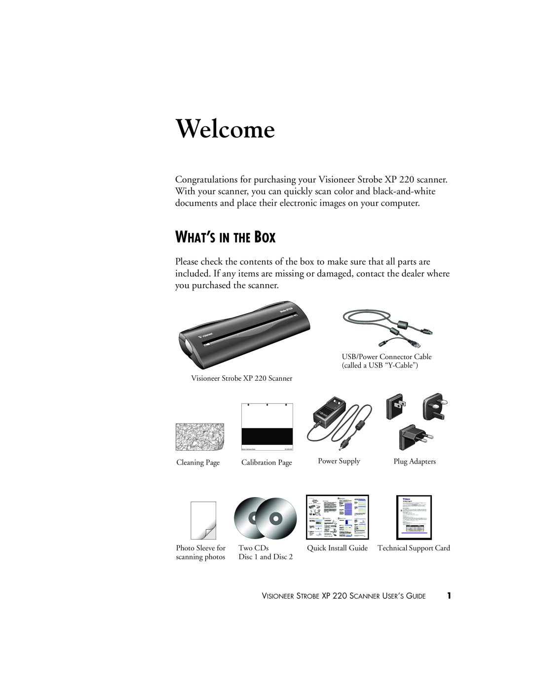 Visioneer XP220 manual Welcome, What’S In The Box 