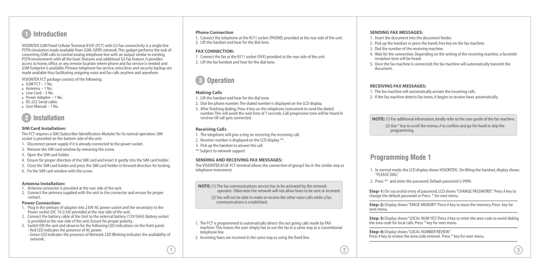 VisionTek 81GF user manual Introduction, FAX Connection, Sending and Receiving FAX Messages, Sending FAX Messages 