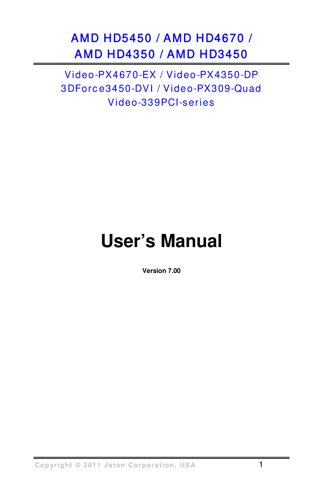 VisionTek HD 3450 user manual User’s Manual 