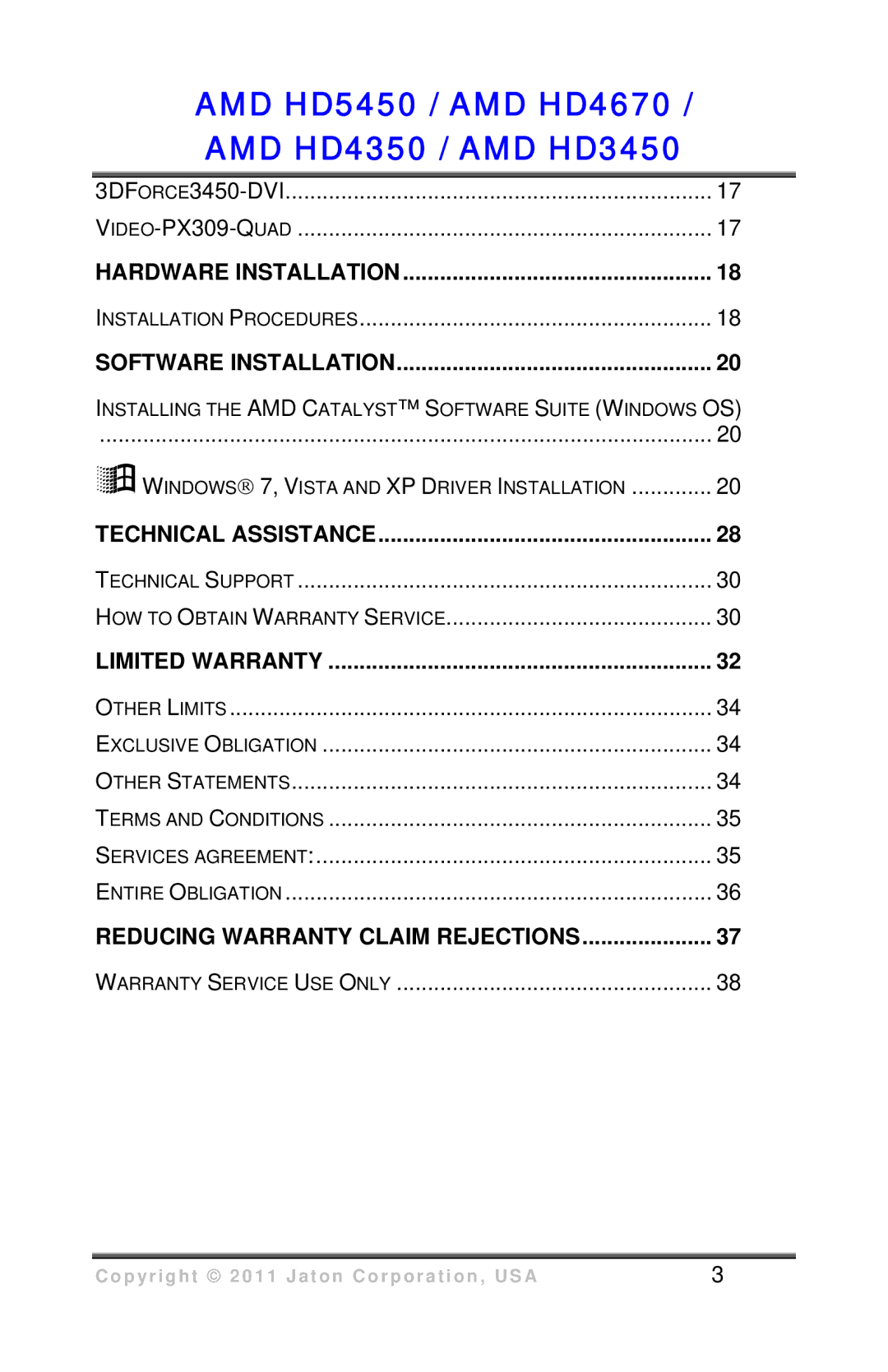 VisionTek HD 3450 user manual AMD HD5450 / AMD HD4670 AMD HD4350 / AMD HD3450 