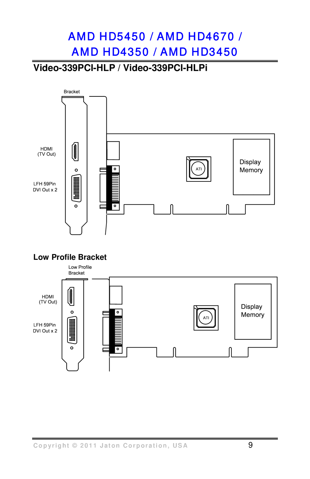 VisionTek HD 3450 user manual Video-339PCI-HLP / Video-339PCI-HLPi 