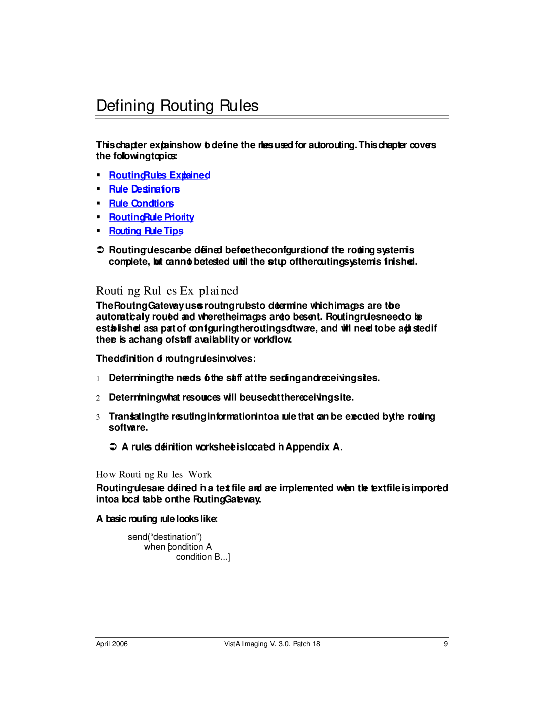 Vista Imaging Vista Routing manual Defining Routing Rules, Routing Rules Explained, How Routing Rules Work 