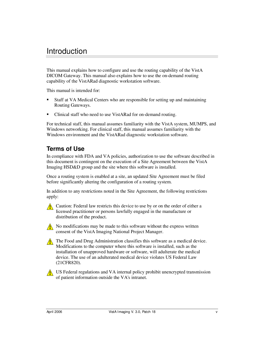 Vista Imaging Vista Routing manual Introduction, Terms of Use 