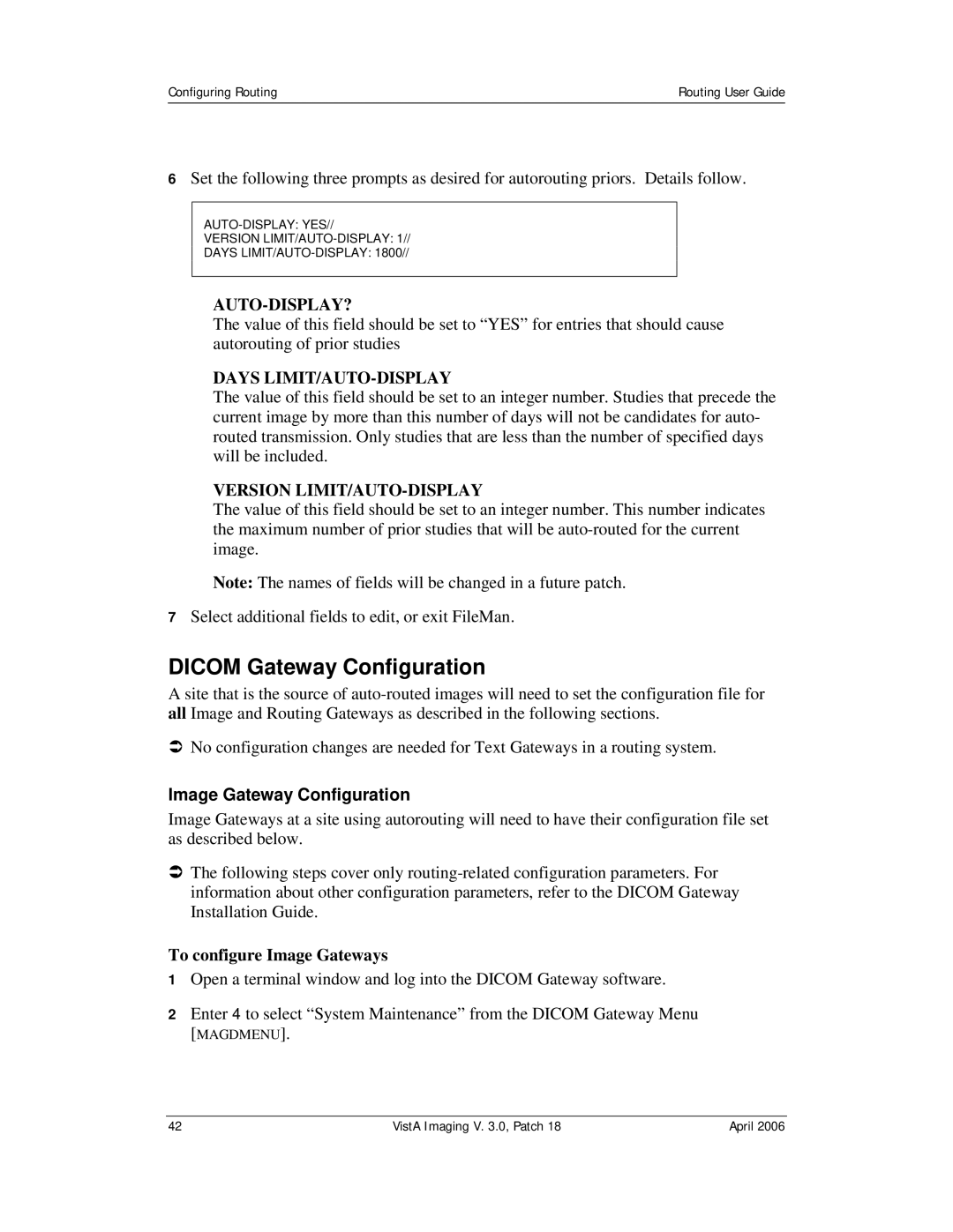 Vista Imaging Vista Routing manual Dicom Gateway Configuration, Image Gateway Configuration, To configure Image Gateways 