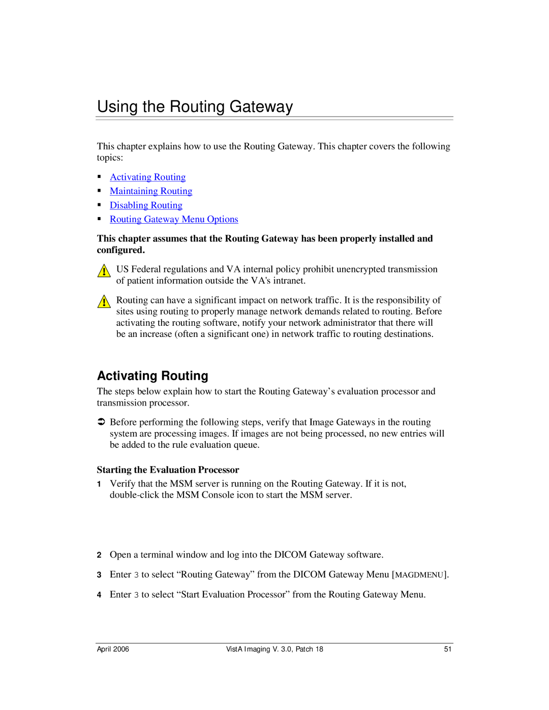 Vista Imaging Vista Routing manual Using the Routing Gateway, Activating Routing, Starting the Evaluation Processor 