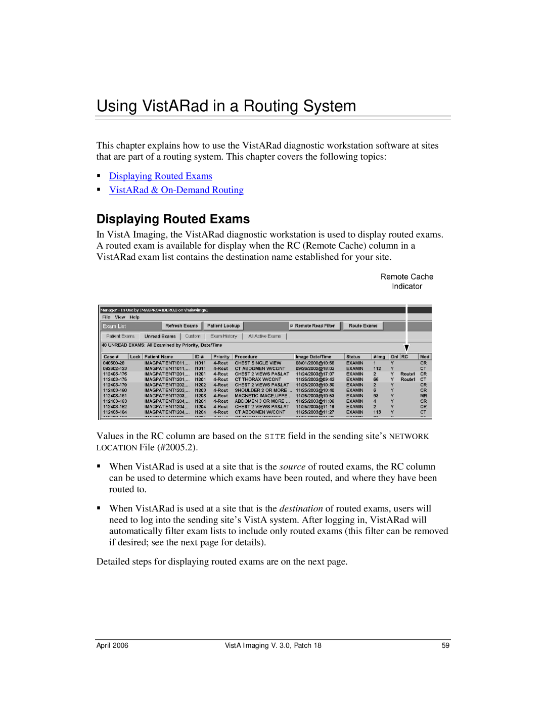 Vista Imaging Vista Routing manual Using VistARad in a Routing System, Displaying Routed Exams 