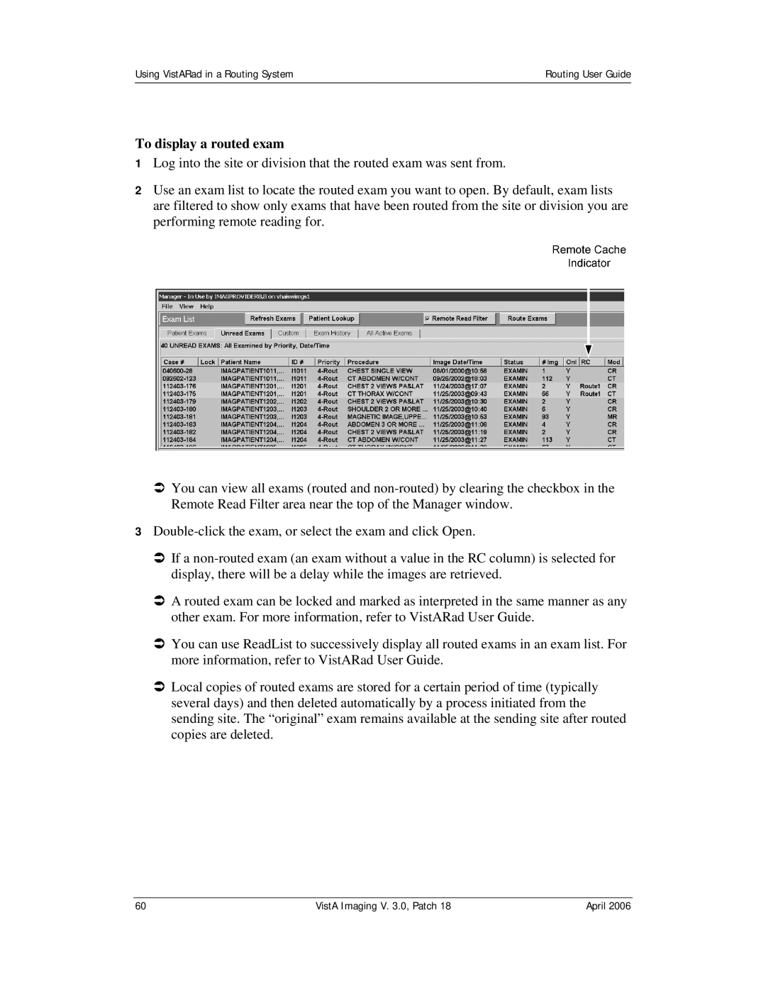 Vista Imaging Vista Routing manual To display a routed exam 