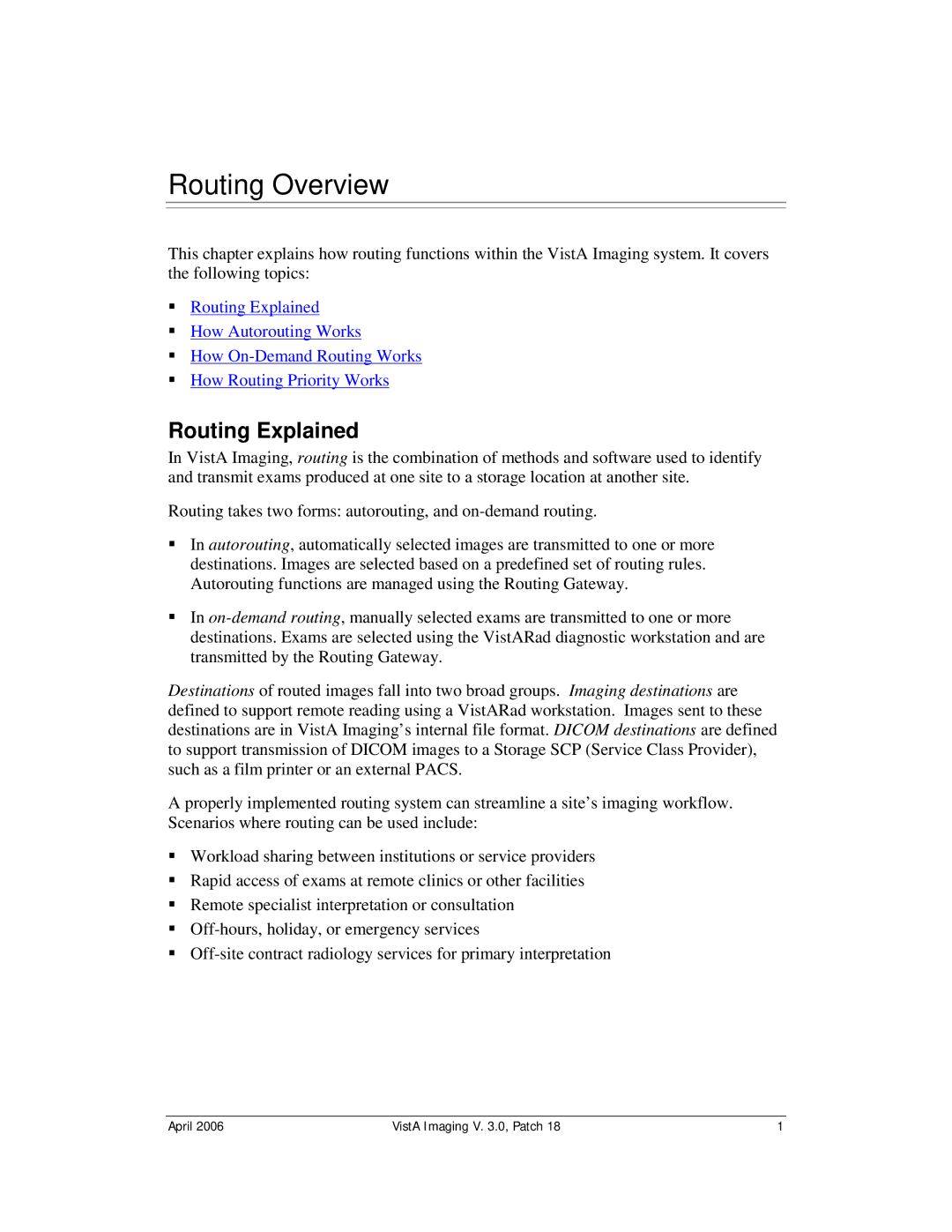 Vista Imaging Vista Routing manual Routing Overview, Routing Explained 