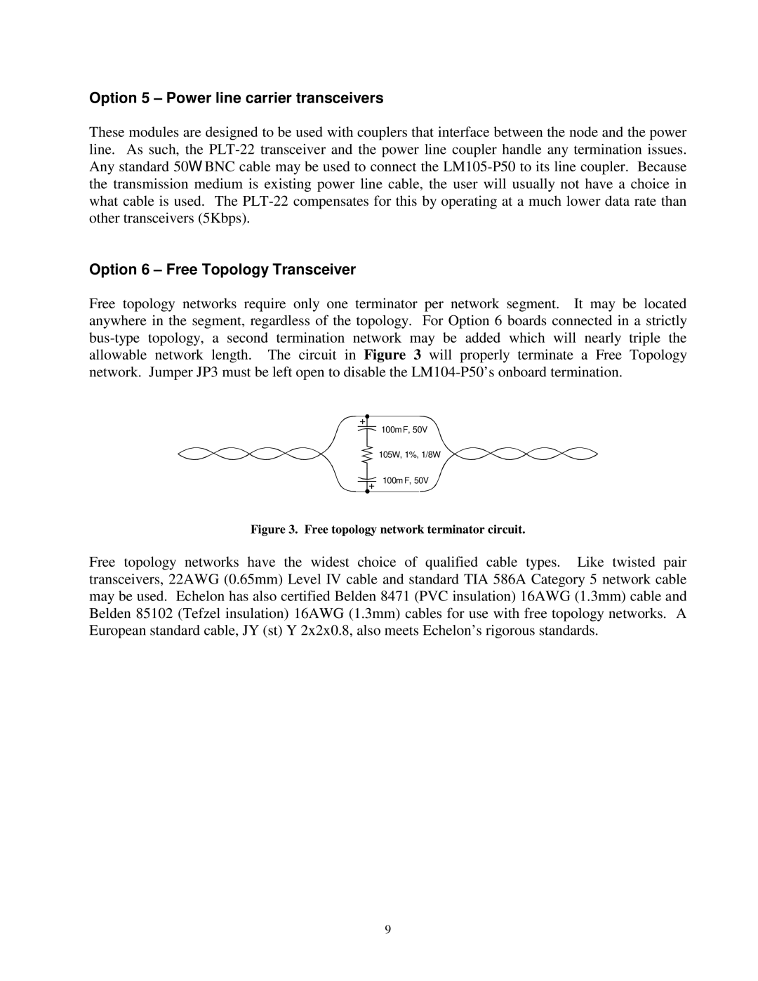 Vista LM104-P50 manual Option 5 Power line carrier transceivers, Option 6 Free Topology Transceiver 