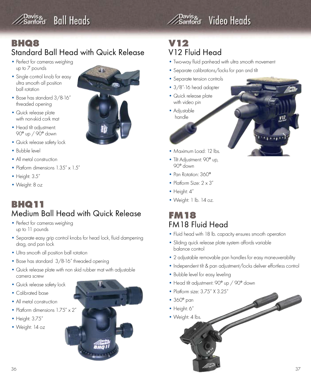 Vista MagnumX3T, VOYAGERNH, SS3C Standard Ball Head with Quick Release, Medium Ball Head with Quick Release, V12 Fluid Head 