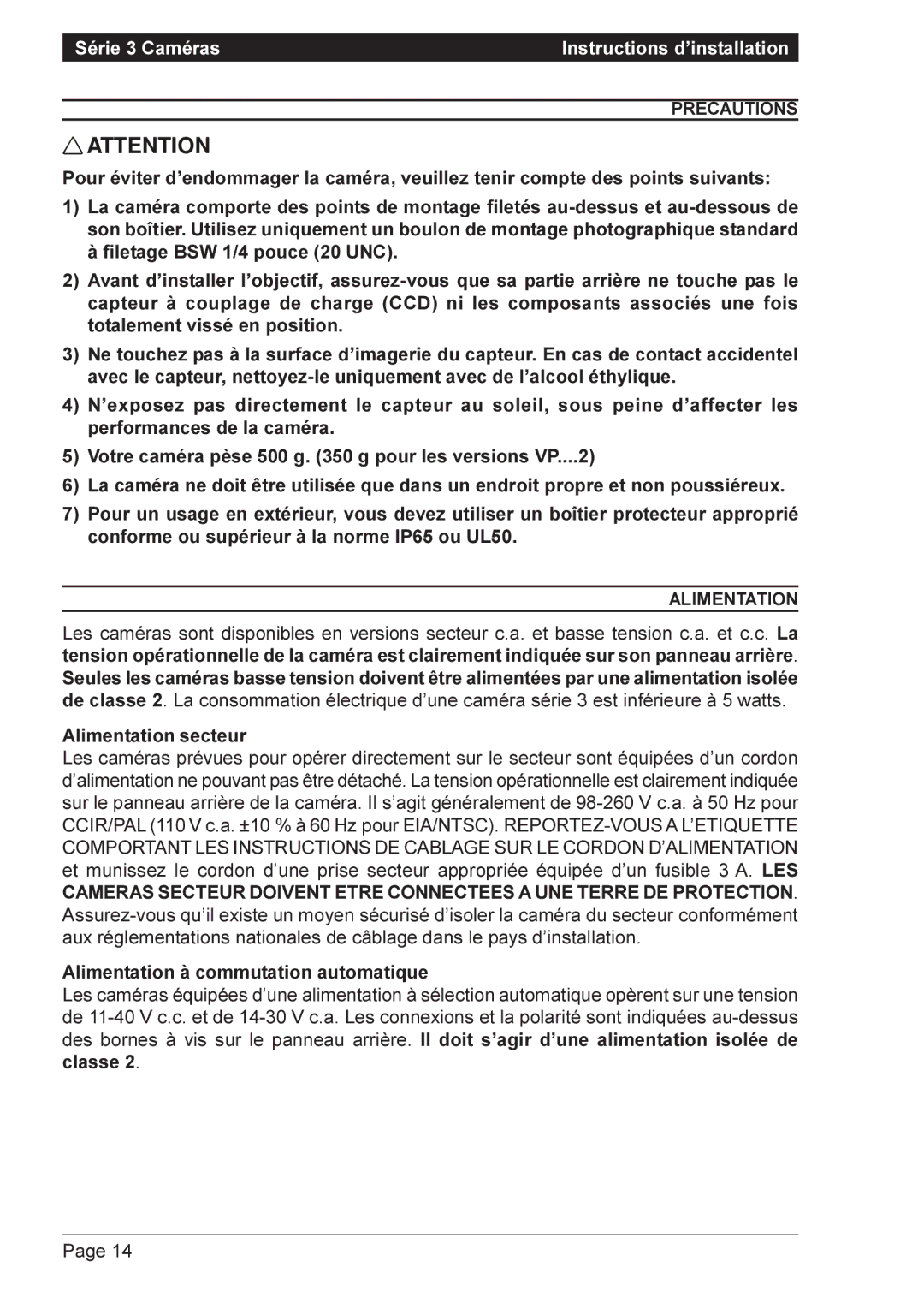 Vista VPM8132, VPM8120, VPM8032, VPM8030 Precautions, Alimentation secteur, Alimentation à commutation automatique 