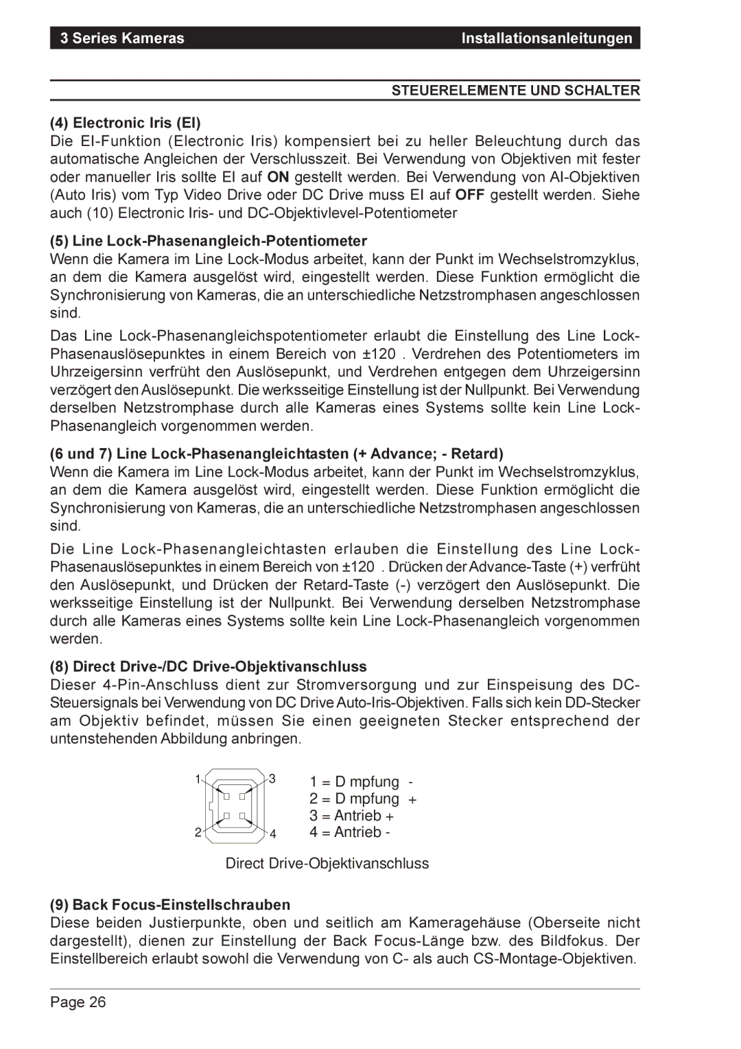 Vista VPC9130, VPM8132 Line Lock-Phasenangleich-Potentiometer, Und 7 Line Lock-Phasenangleichtasten + Advance Retard 