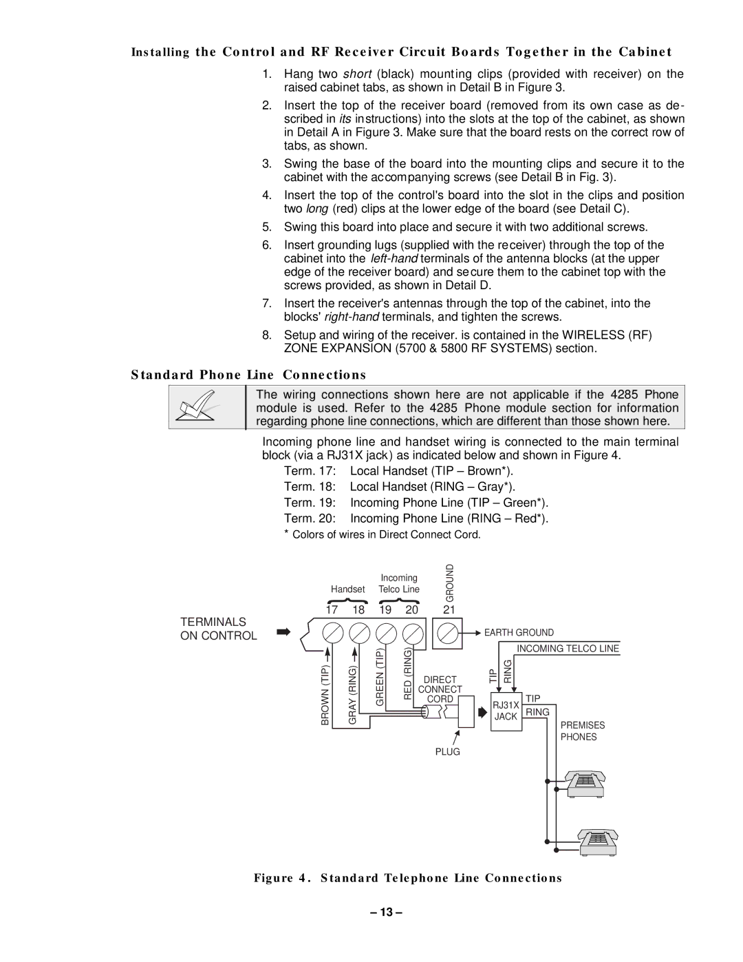 VistaQuest N7227V5 installation instructions Standard Phone Line Connections, Standard Telephone Line Connections 