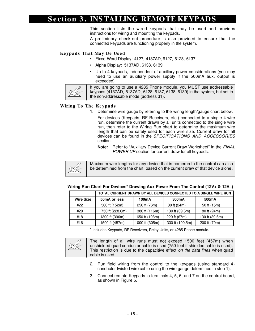 VistaQuest N7227V5 installation instructions Installing Remote Keypads, Keypads That May Be Used, Wiring To The Keypads 