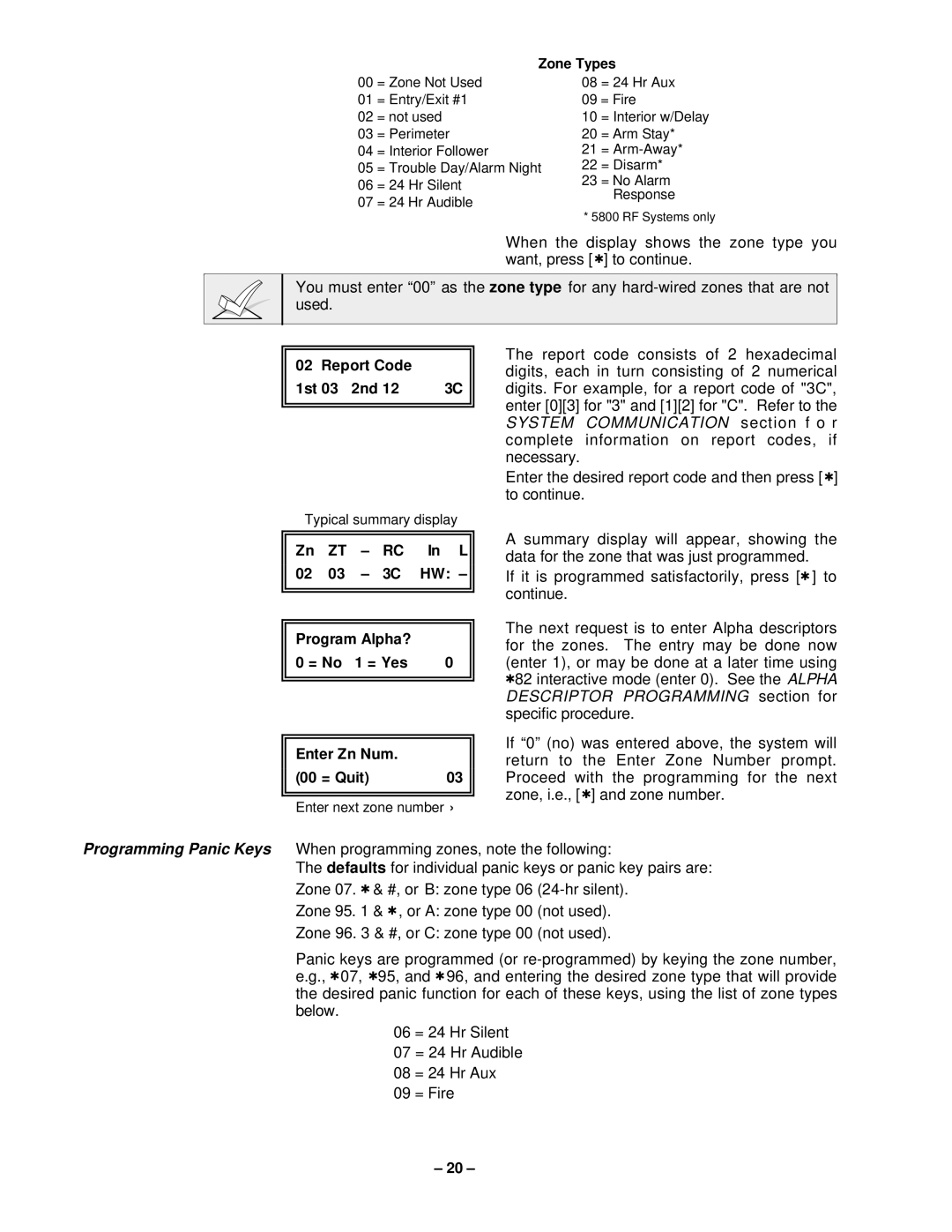 VistaQuest N7227V5 installation instructions Zone Types 