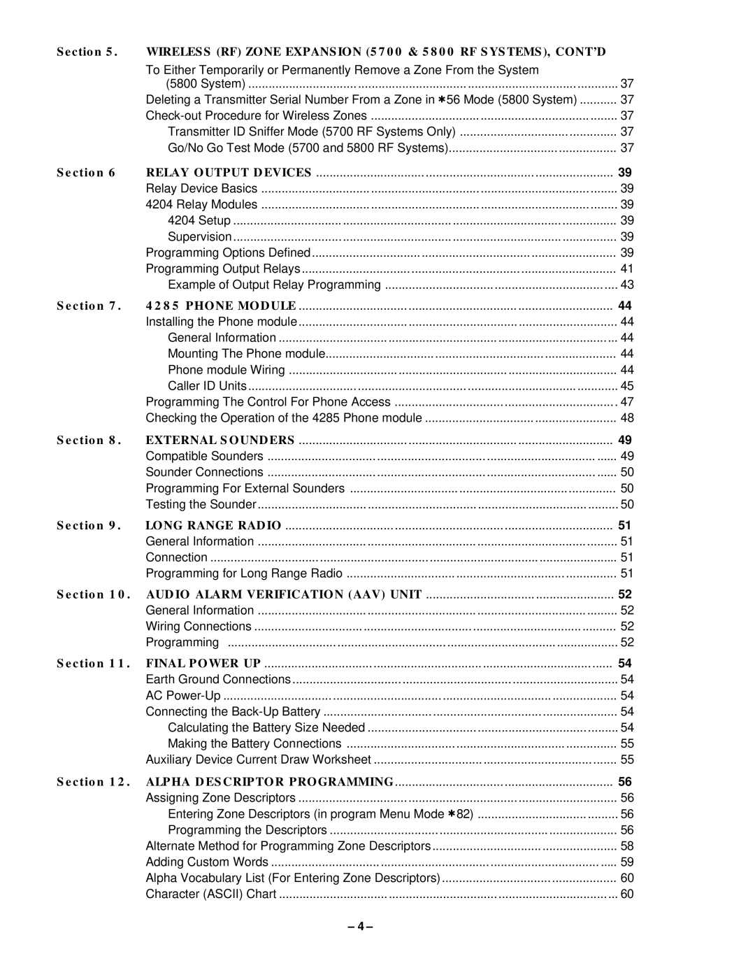 VistaQuest N7227V5 installation instructions Relay Output Devices 