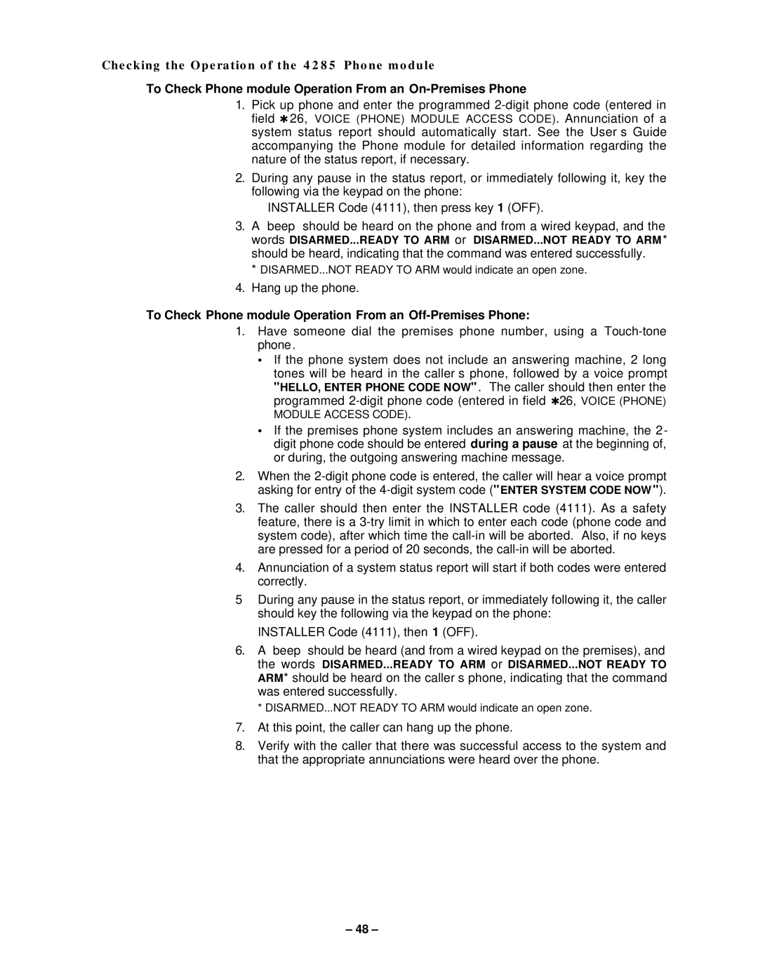 VistaQuest N7227V5 installation instructions Checking the Operation of the 4285 Phone module 