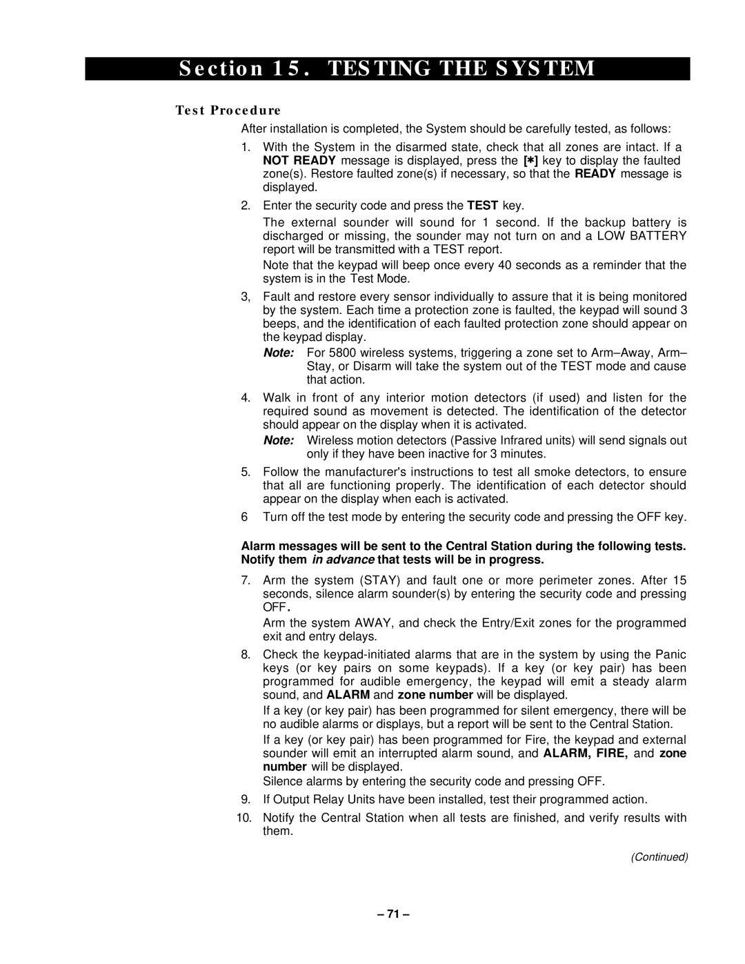 VistaQuest N7227V5 installation instructions Testing the System, Test Procedure 