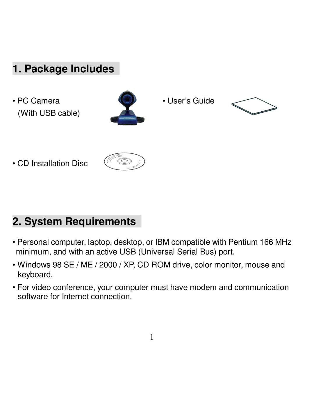 VistaQuest PC130B user manual Package Includes, System Requirements 