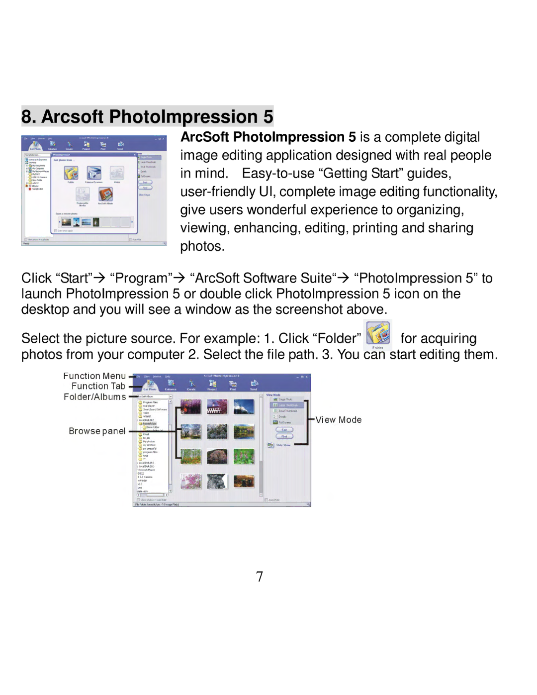 VistaQuest PC130B user manual Arcsoft PhotoImpression, ArcSoft PhotoImpression 5 is a complete digital 