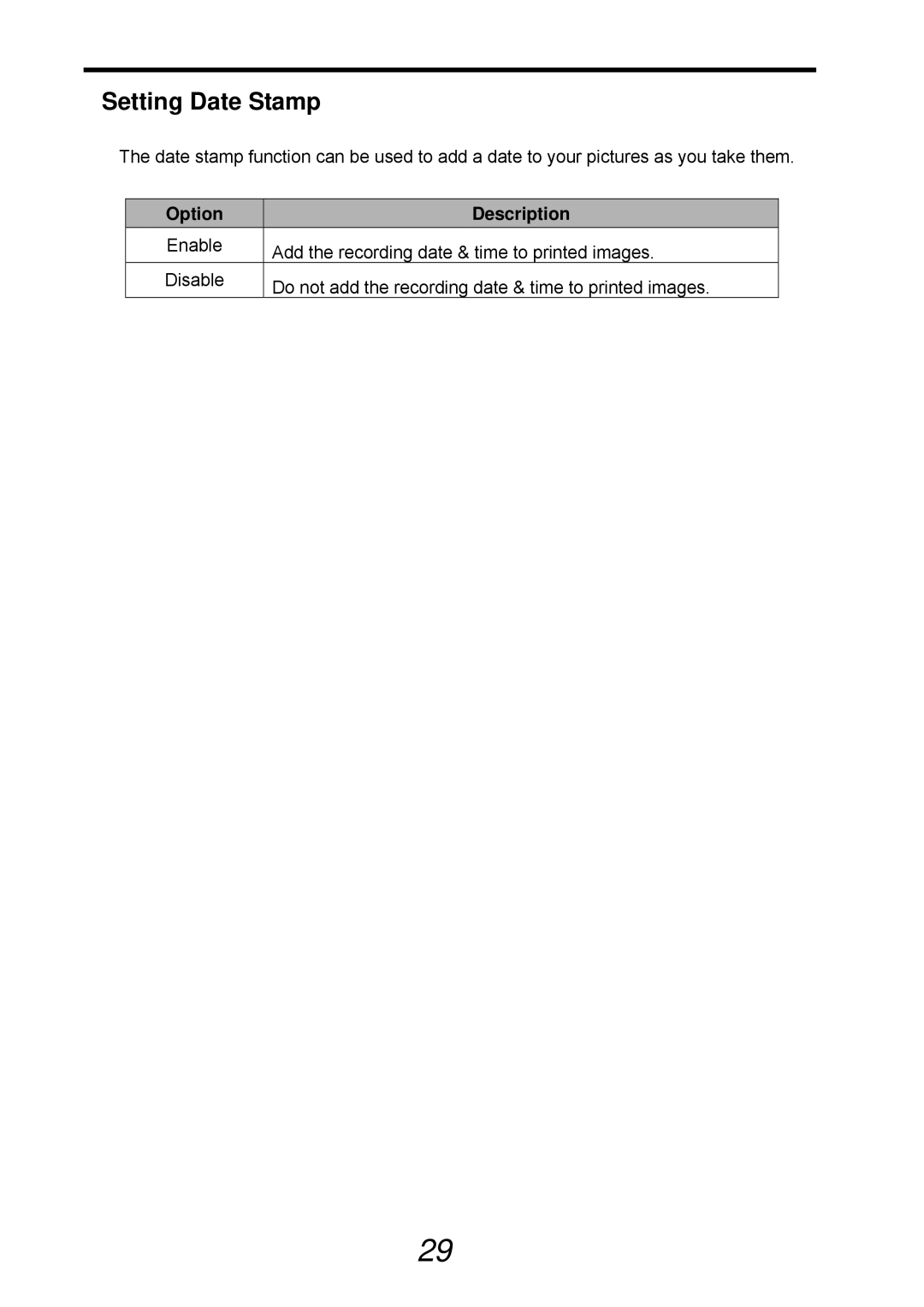 VistaQuest sensor 505-D user manual Setting Date Stamp 