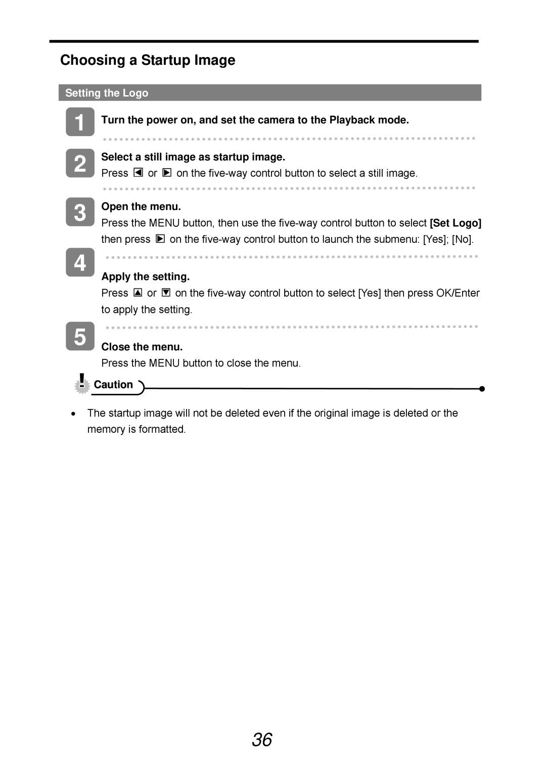 VistaQuest sensor 505-D user manual Choosing a Startup Image, Setting the Logo 