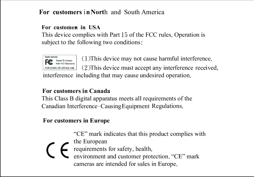 VistaQuest VQ-2005 manual For customers i n North and South America 