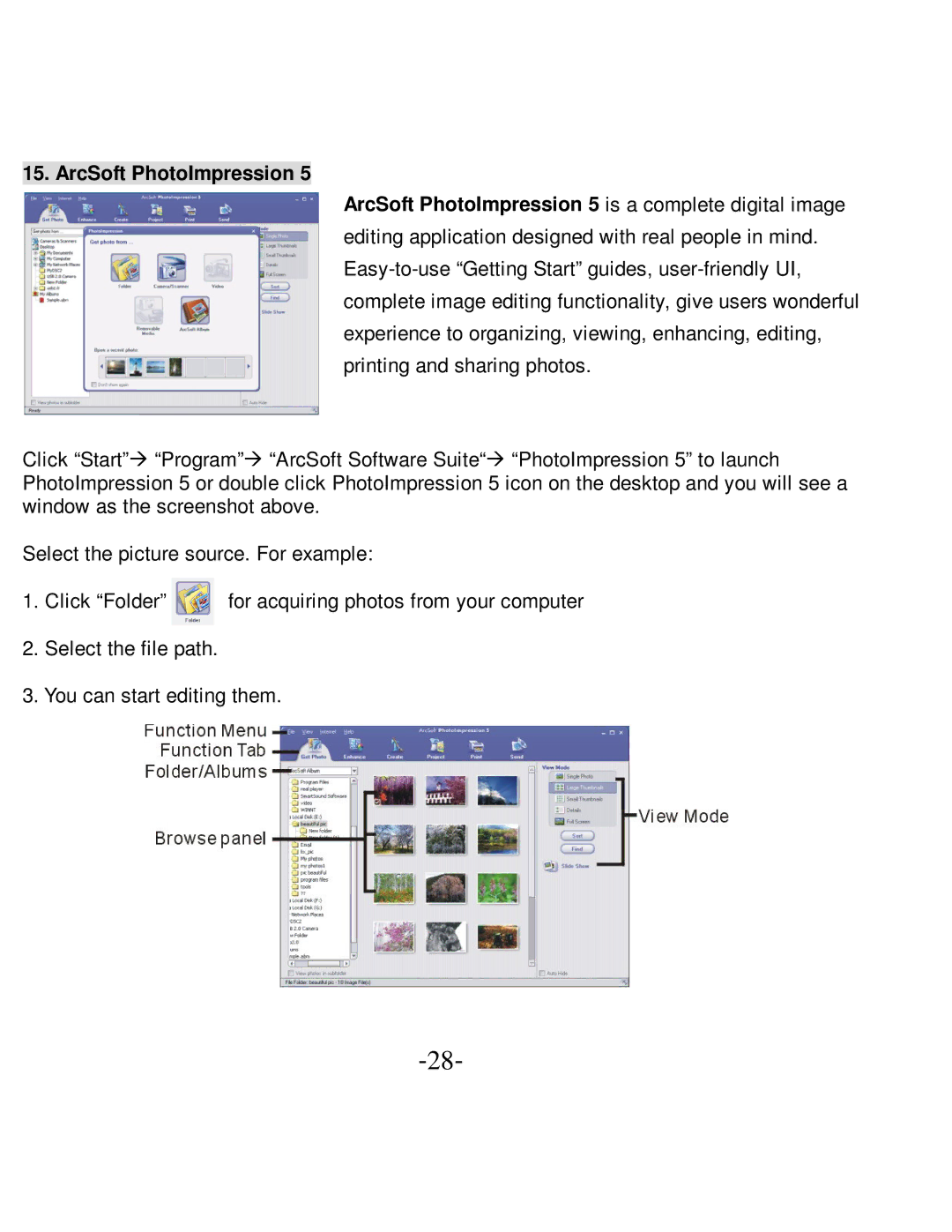 VistaQuest VQ-5015 user manual ArcSoft PhotoImpression 