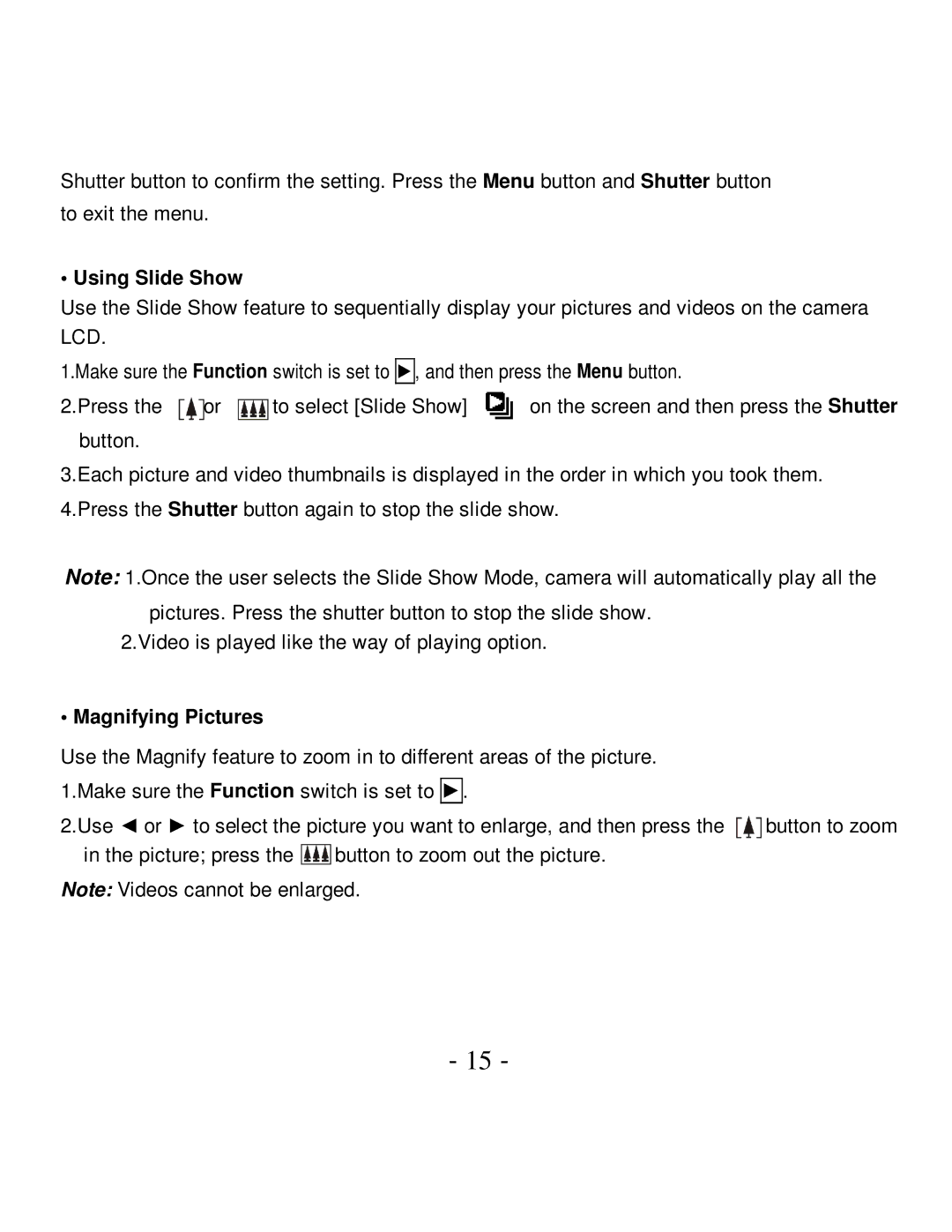 VistaQuest VQ-7015 user manual Using Slide Show, Magnifying Pictures 