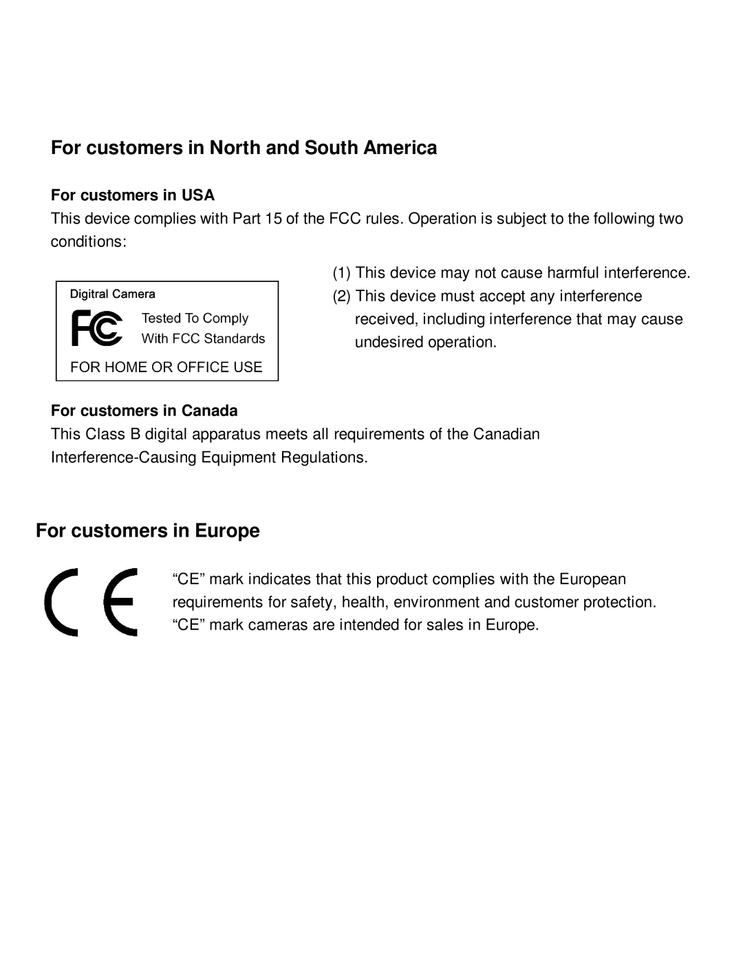 VistaQuest VQ-7015 user manual For customers in North and South America, For customers in Europe, For customers in USA 