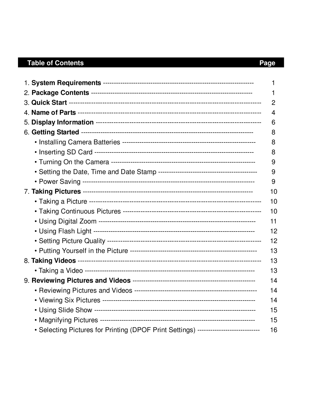 VistaQuest VQ-7015 user manual Table of Contents 