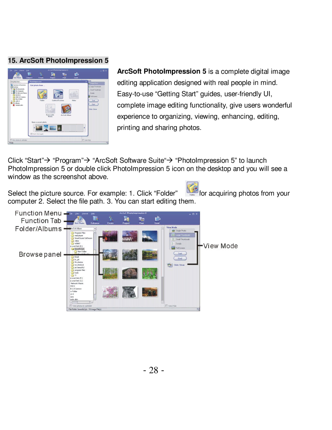 VistaQuest VQ-7024 user manual ArcSoft PhotoImpression 