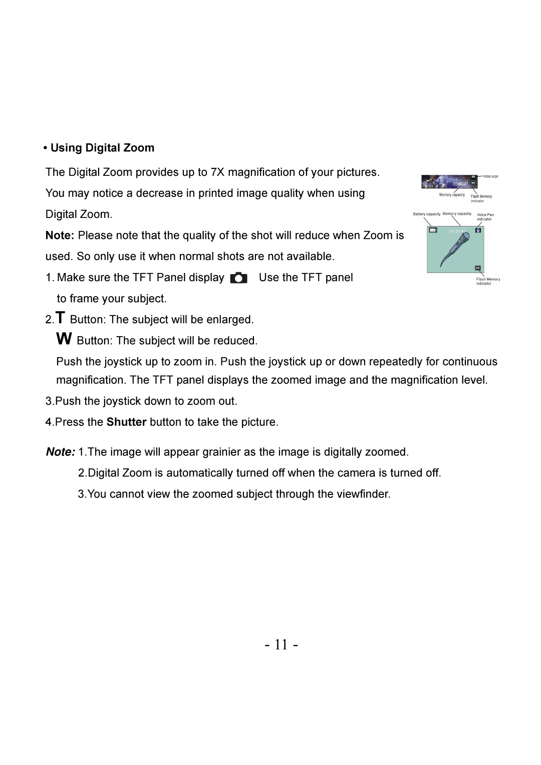 VistaQuest VQ-7228 user manual Using Digital Zoom 