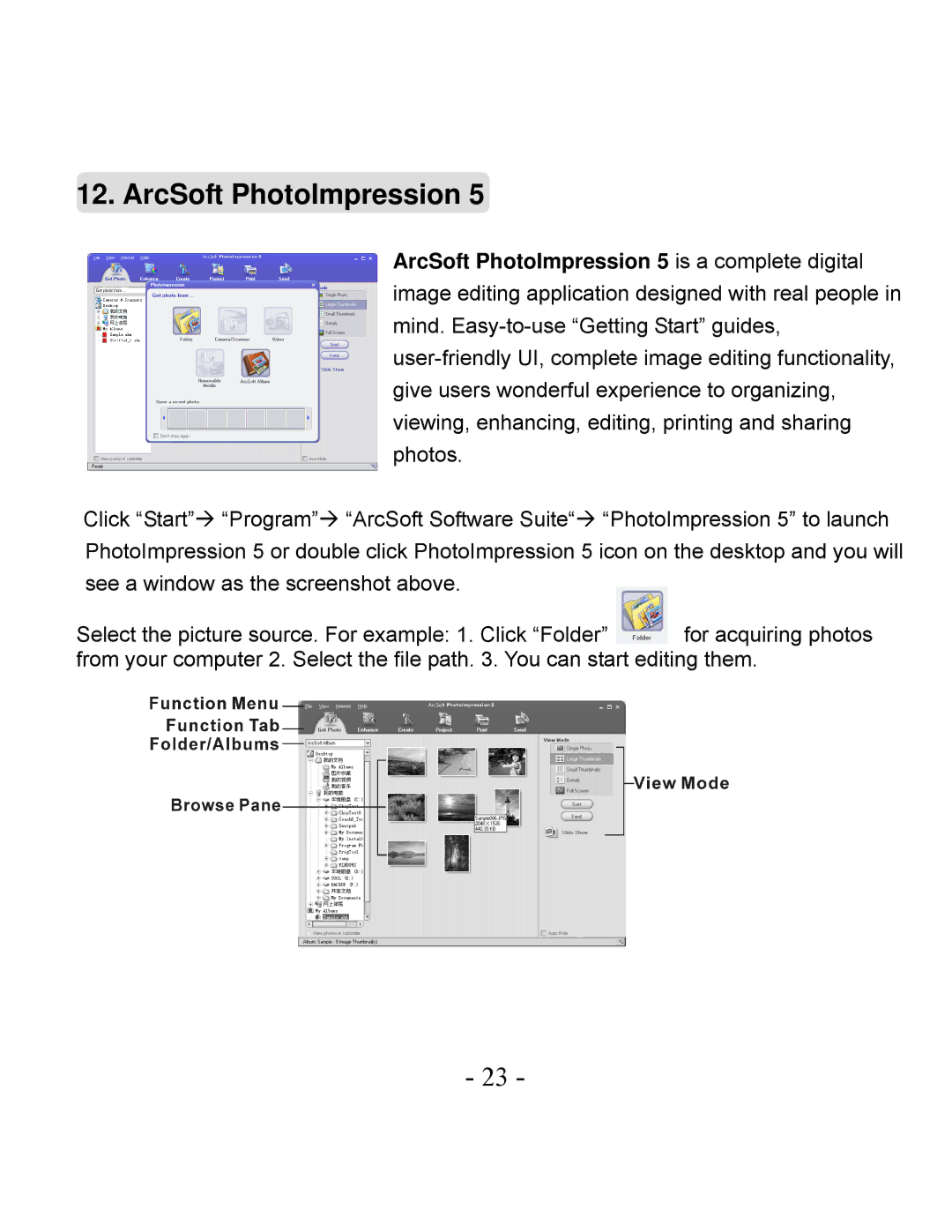 VistaQuest VQ3010 user manual ArcSoft PhotoImpression 5 is a complete digital 