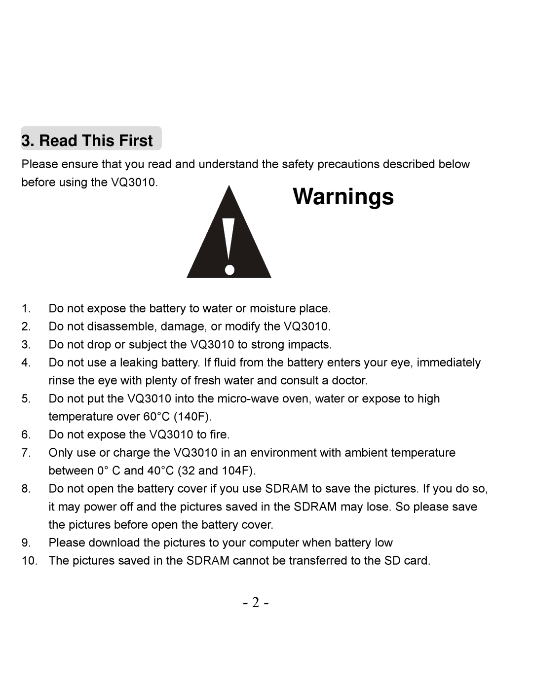 VistaQuest VQ3010 user manual Read This First 