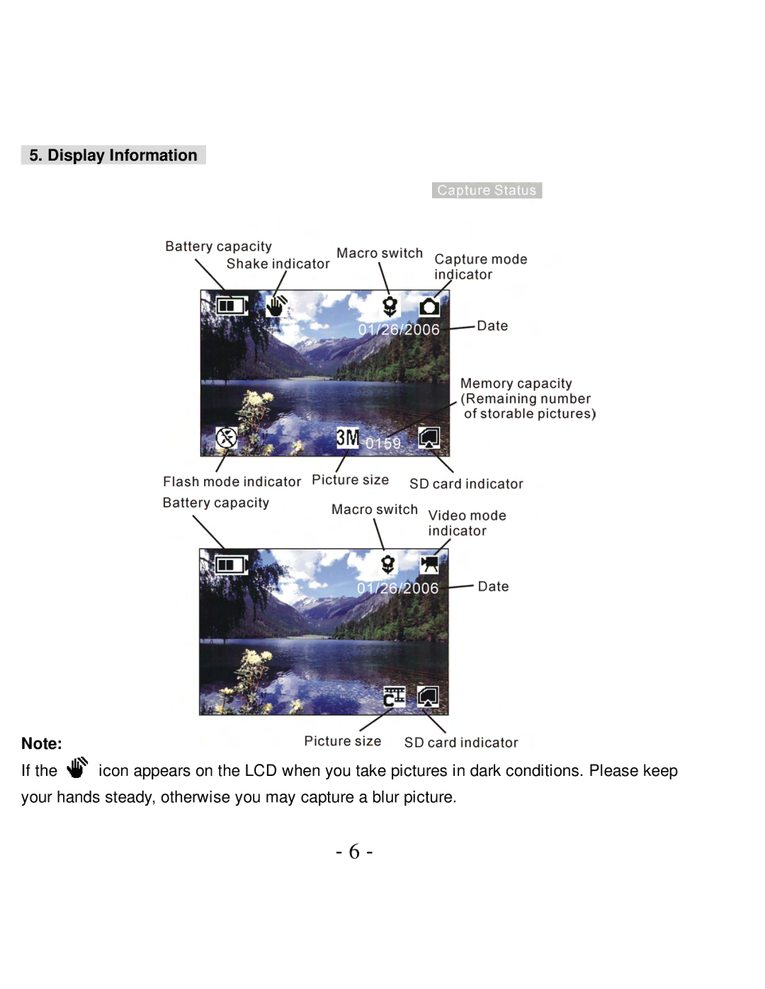 VistaQuest VQ5015 user manual Display Information 