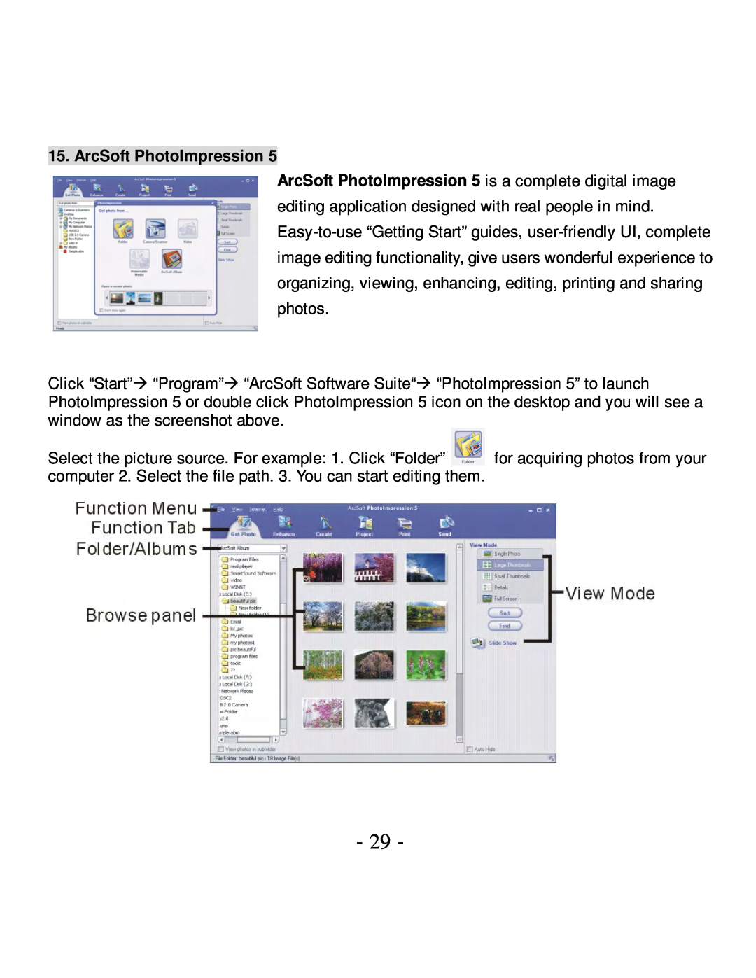 VistaQuest VQ5015 user manual ArcSoft PhotoImpression 