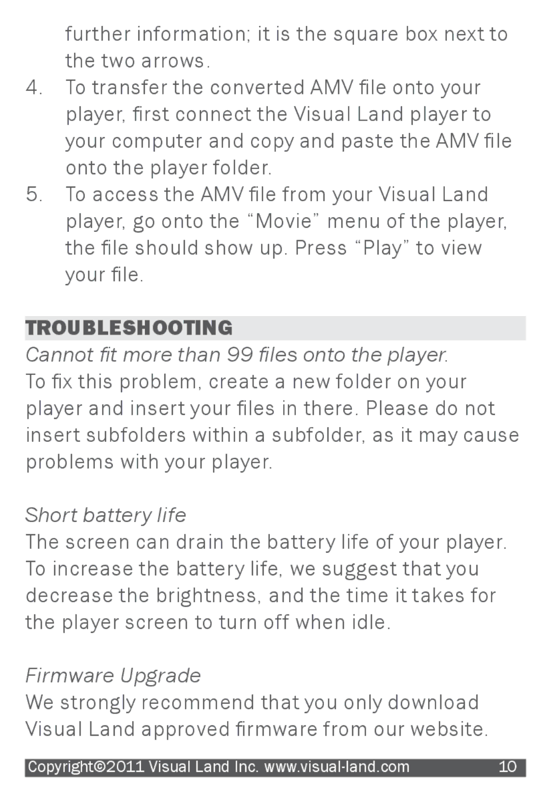 Visual Land 507K manual Troubleshooting, Firmware Upgrade 