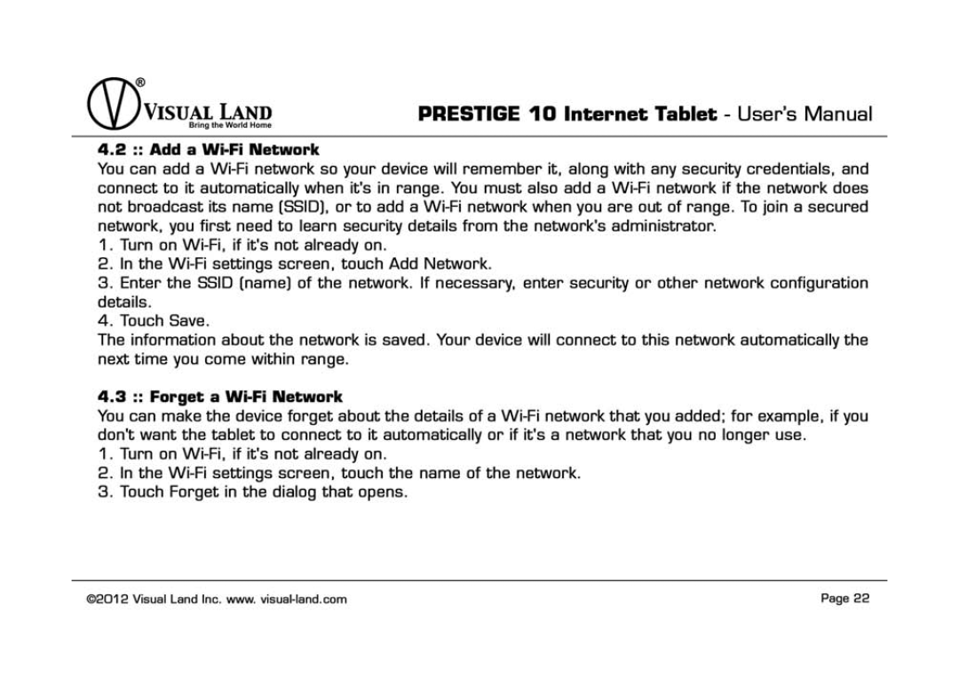 Visual Land 828063411027 manual 