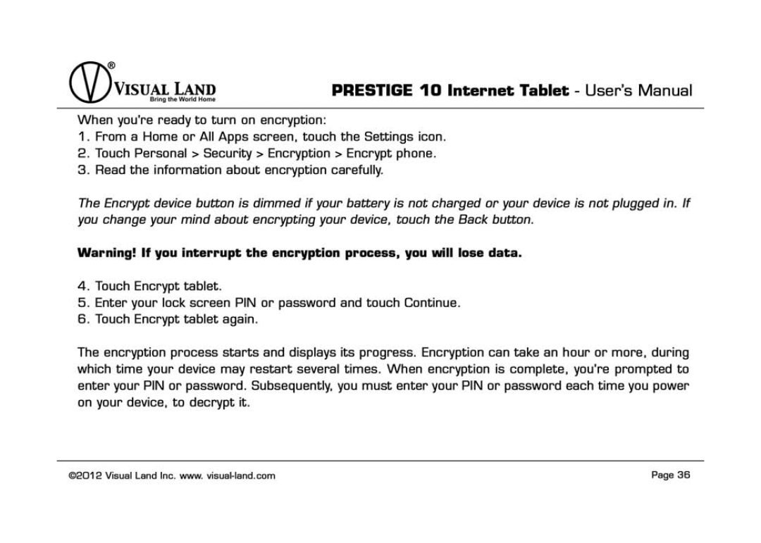 Visual Land 828063411027 manual 