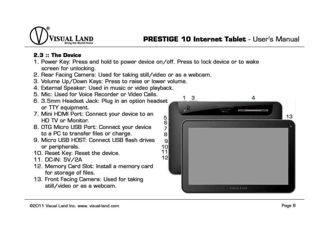 Visual Land 828063411027 manual 