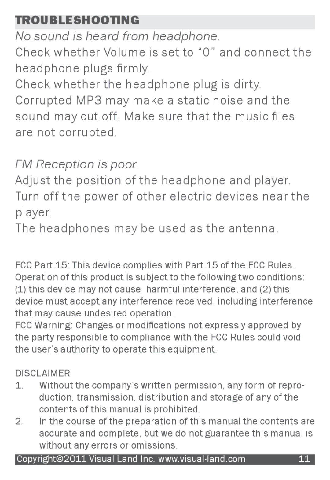 Visual Land 903 manual Troubleshooting, No sound is heard from headphone 