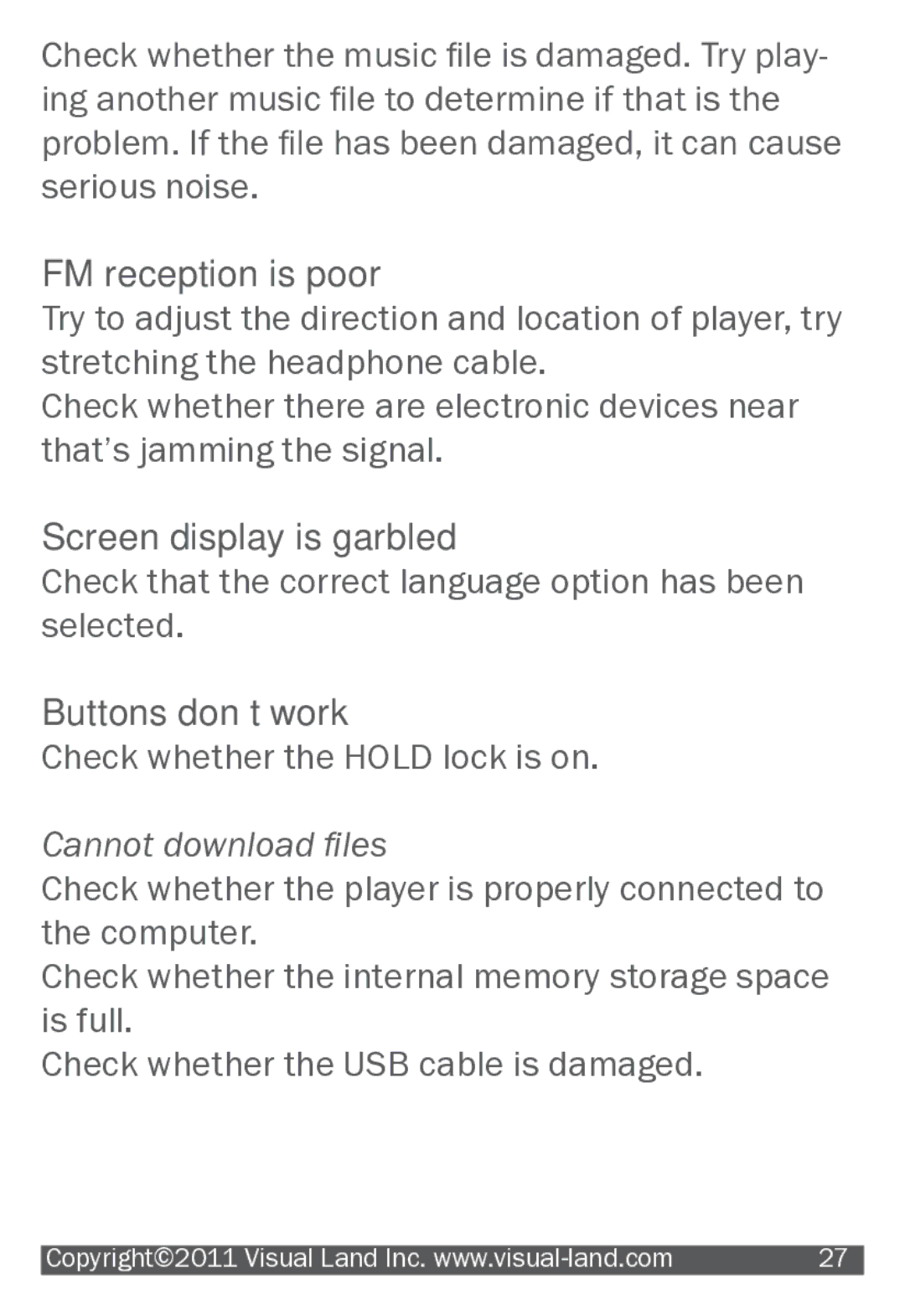 Visual Land 904 manual Screen display is garbled 