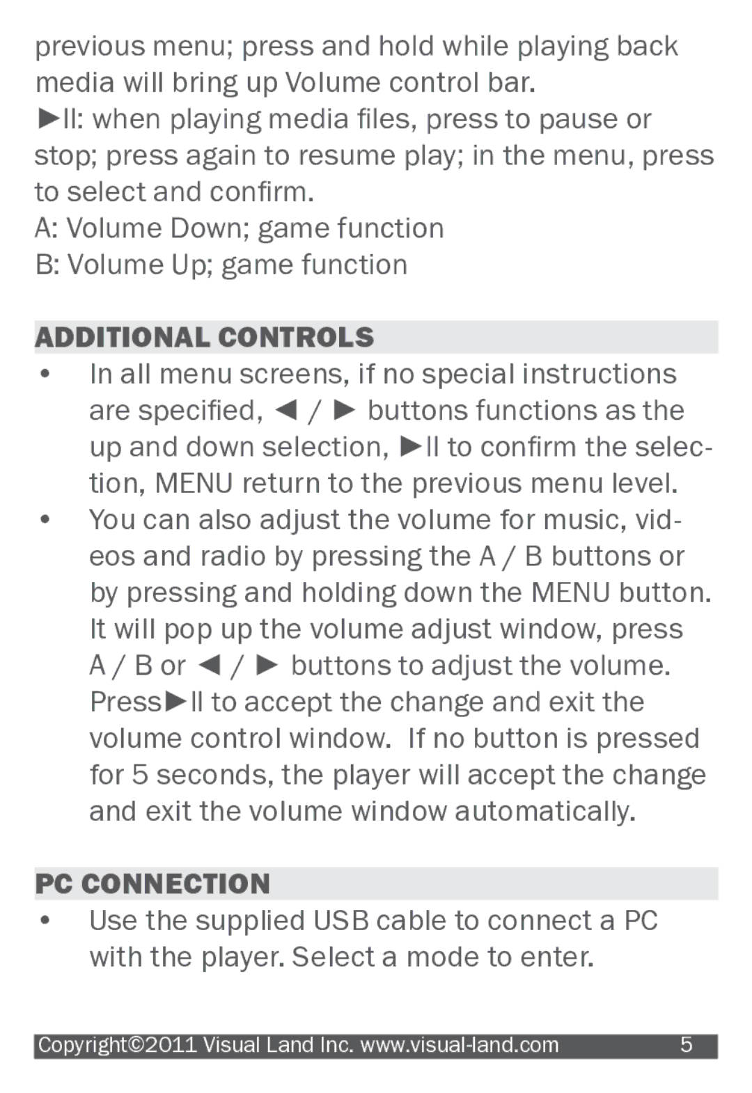 Visual Land 904 manual Additional Controls, PC Connection 